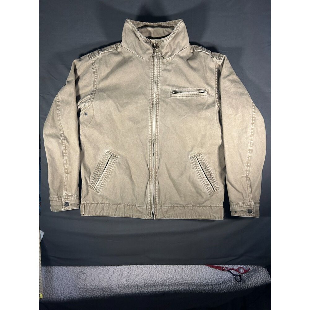 Vtg Y2K Old Navy Canvas Workwear Jacket Mens M Tan Detroit Fleece Lined Coat